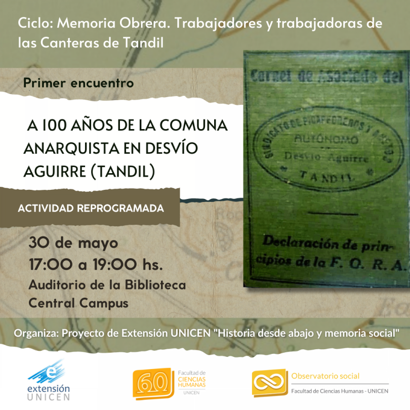Lee más sobre el artículo Charla “A 100 años de la Comuna Anarquista en Desvío Aguirre”