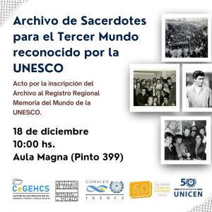 Lee más sobre el artículo Reconocimiento de la UNESCO a importante archivo resguardado en el IEHS/IGEHCS/FCH/UNICEN