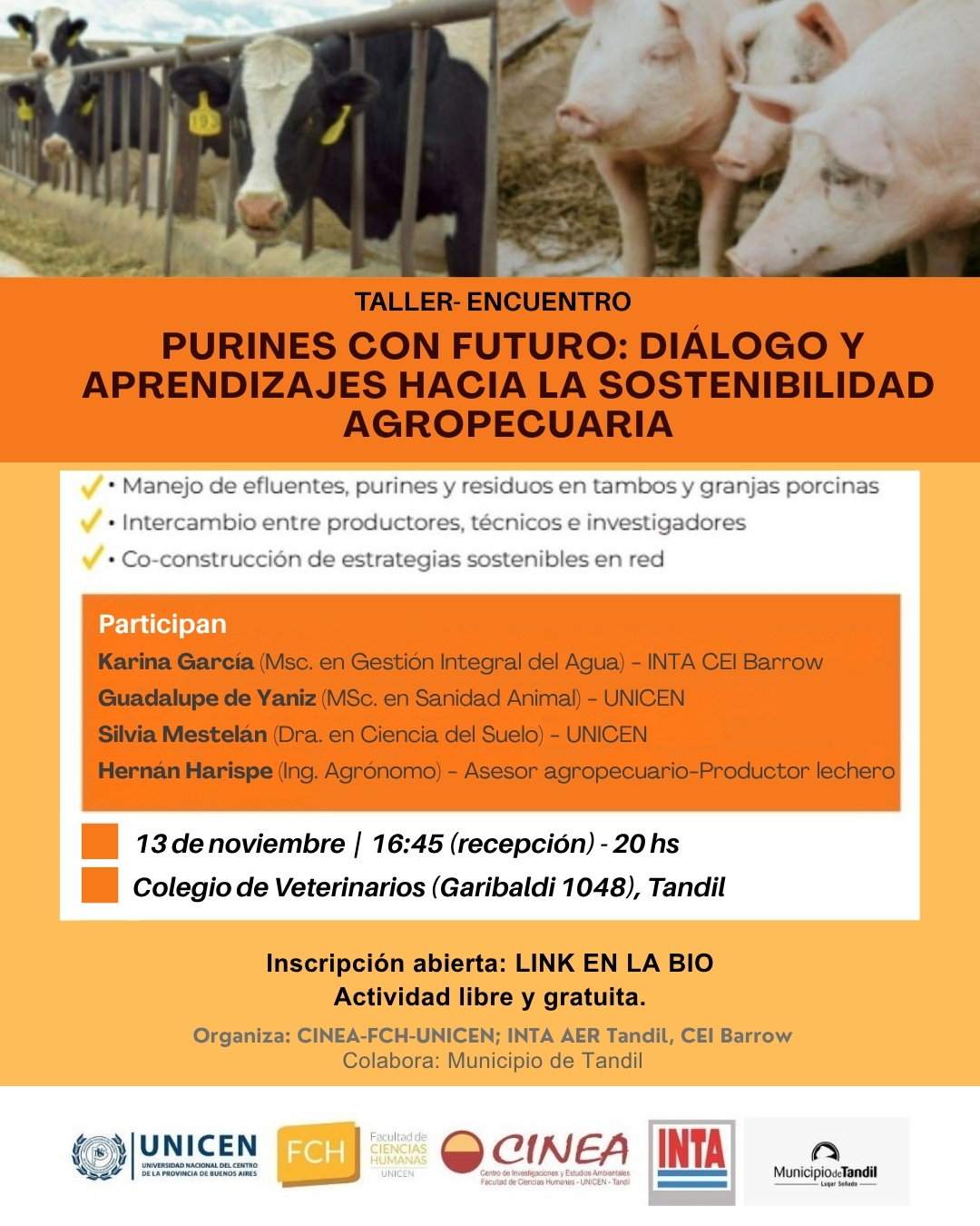 En este momento estás viendo Taller- encuentro: Purines con futuro: diálogo y aprendizajes hacia la sostenibilidad agropecuaria