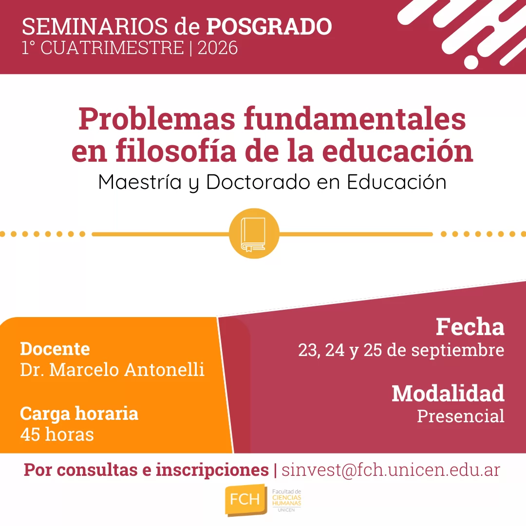 Afiche seminario Problemas fundamentales en filosofía de la educación Posgrado FCH