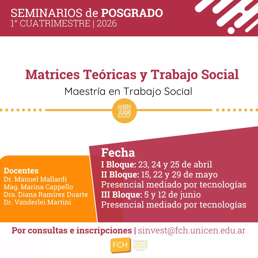 Afiche seminario Matrices Teóricas y Trabajo Social Maestría FCH