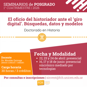 Lee más sobre el artículo Seminario | “El oficio del historiador ante el ‘giro digital’. Búsquedas, datos y modelos”