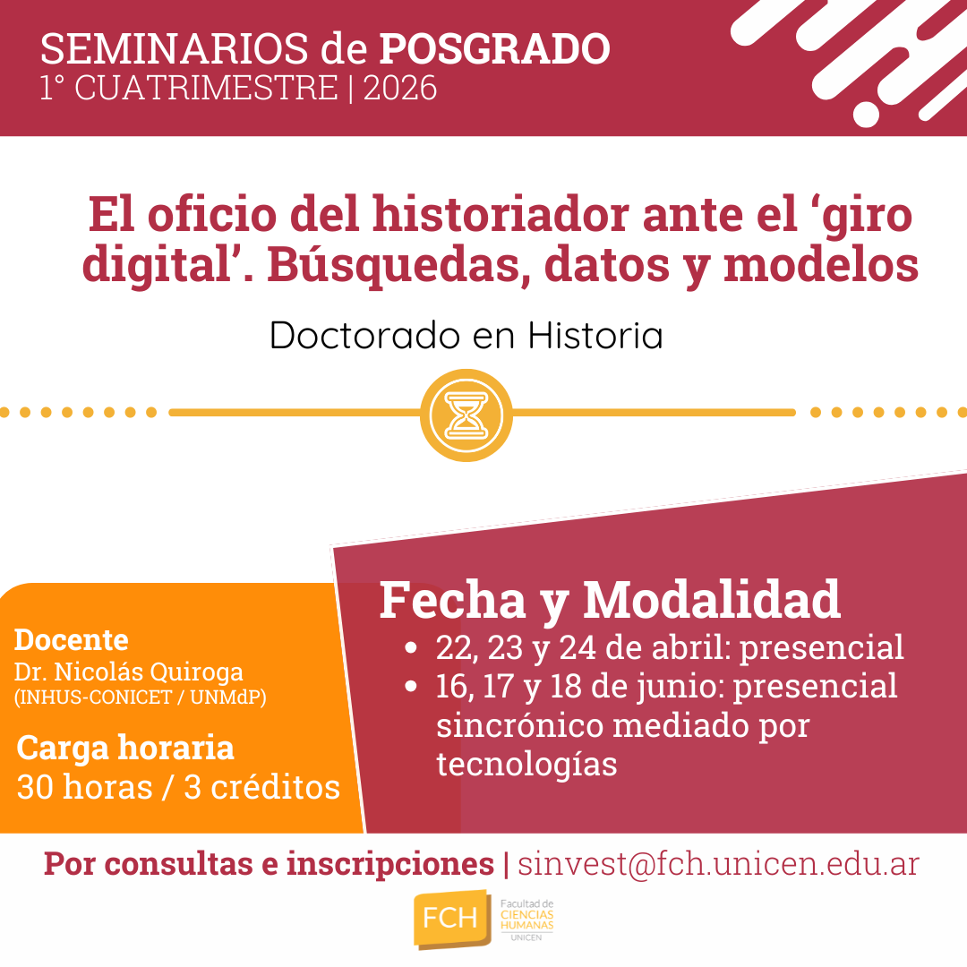 En este momento estás viendo Seminario | “El oficio del historiador ante el ‘giro digital’. Búsquedas, datos y modelos”
