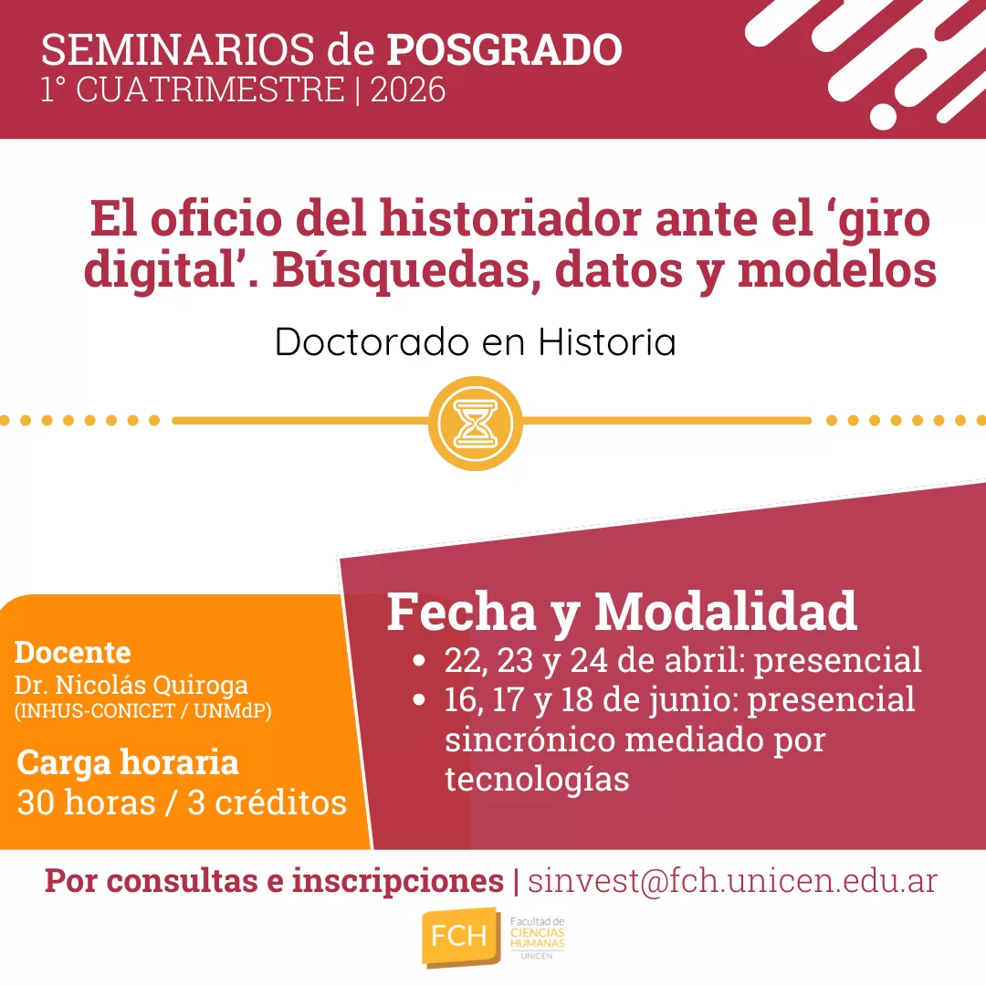 Afiche del seminario El oficio del historiador ante el giro digital en la FCH