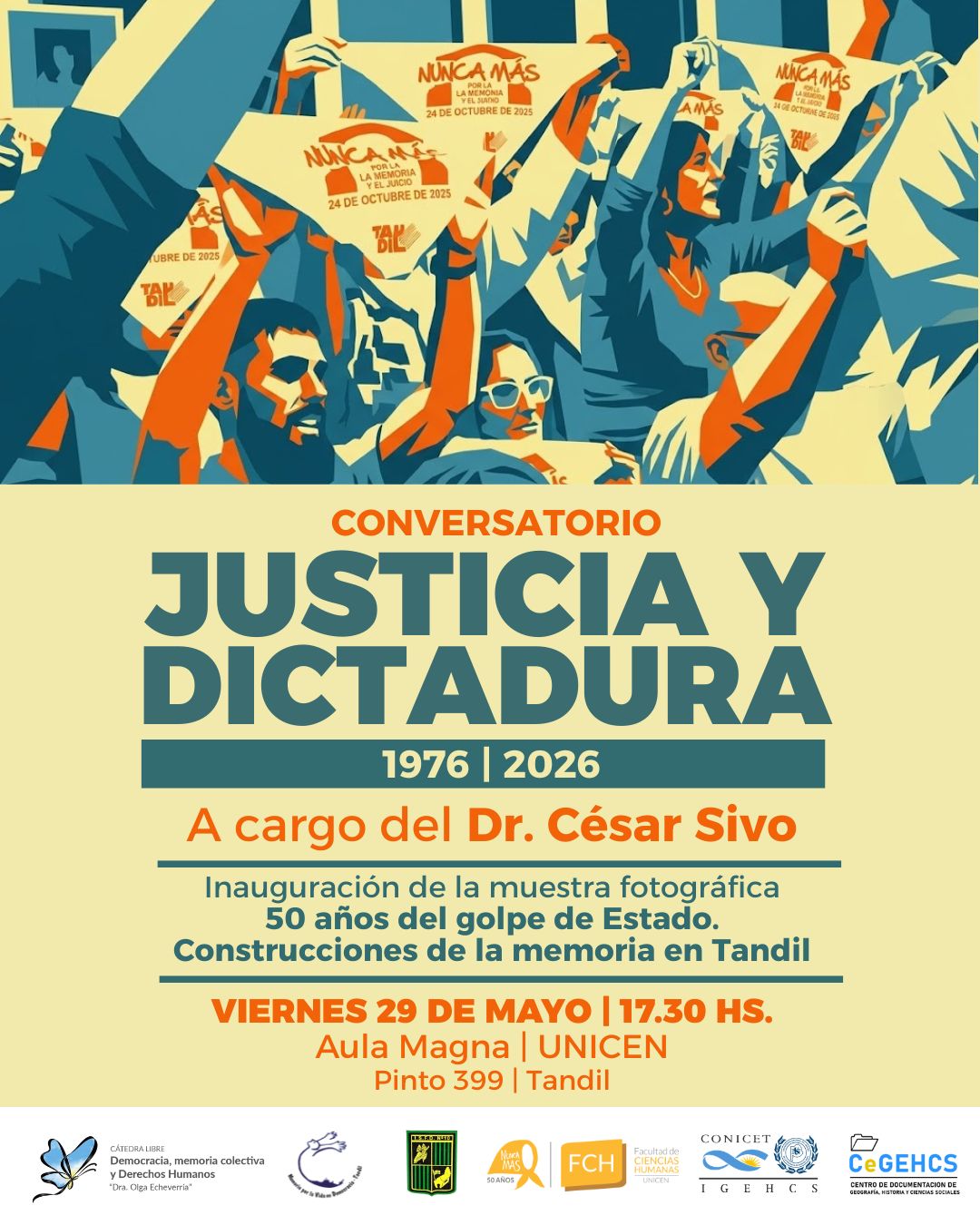 En este momento estás viendo Conversatorio “Justicia y dictadura” e inauguración de una muestra fotográfica